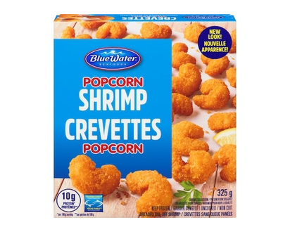 BlueWater Seafoods Popcorn Shrimp, Tail-Off Shrimp, Breaded with Crunchy Panko Breadcrumbs, Frozen - 325.0 G