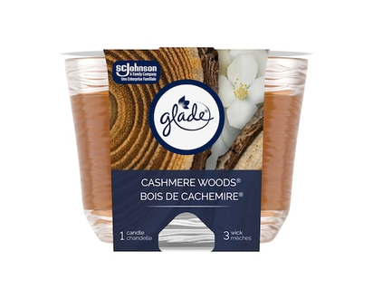 Glade 3-Wick Scented Candle Air Freshener, Cashmere Woods - 1.0 EA