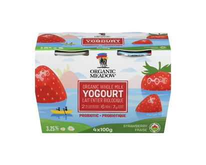 Organic Meadow Organic Yogurt, Strawberry - 100.0 G