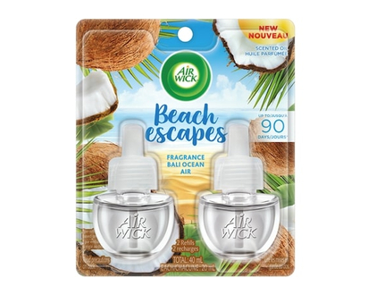 Air Wick Plug-in Air Freshener, Scented Oil Refills, Beach Escapes: Bali Ocean Air, 2 Refills - 20.0 ML