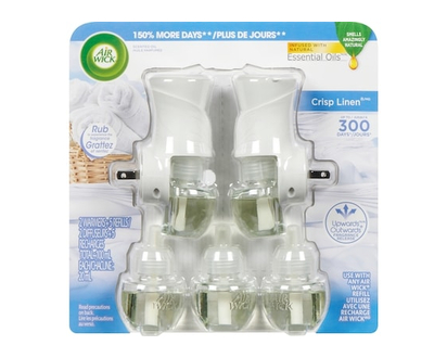 Air Wick Assainisseur d'air à brancher, Recharges d'huiles parfumées, Crisp Linen, 5 recharges - 5.0 EA