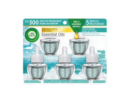 Air Wick Plug In Air Freshener, Scented Oil, 5 Refills, Ocean Breeze - 5.0 EA