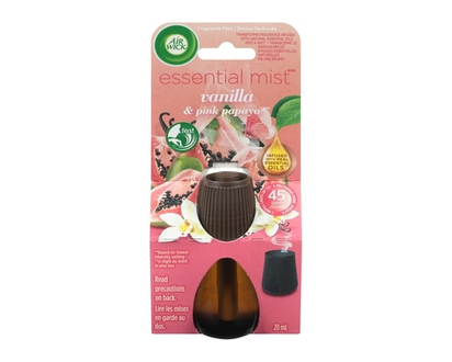 Air Wick Essential Mist Fragrance Oil Diffuser, Vanilla & Pink Papaya, 1 Refill, Air Freshener - 20.0 ML