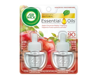 Air Wick Plug-in Air Freshener, Scented Oil Refills, Apple Cinnamon Medley, 2 Refills - 20.0 ML
