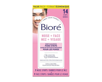 Biore Deep Cleansing Nose + Face Pore Strips, Mixed Value Pack for Instant Pore Unclogging and Blackhead Removal, 14ct (7 Face + 7 Nose) - 14.0 EA