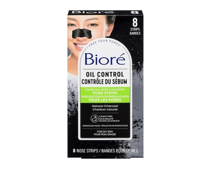 Biore Deep Cleansing Charcoal Pore Strips for Instant Pore Unclogging and Blackhead Removal, 8ct - 8.0 EA
