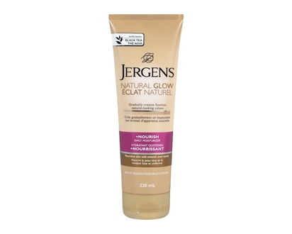 Jergens Glow +Nourish Daily Moisturizer — Gradual Sunless Self-Tanning Body Lotion for Dry Skin, Fair to Medium Shade - 220.0 ML