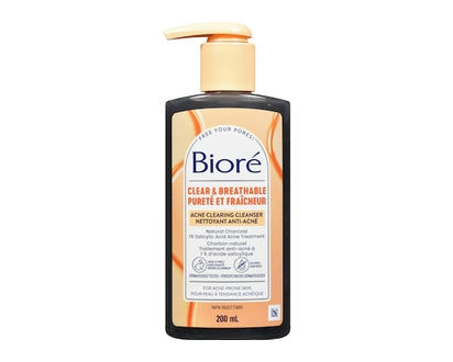 Biore Charcoal Acne Clearing Cleanser, Salicylic Acid Face Wash for Oily, Acne Prone Skin - 200.0 ML