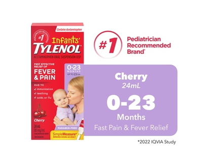 Tylenol Infants' Medicine, Fever & Pain Drops, Cherry - 24 ML