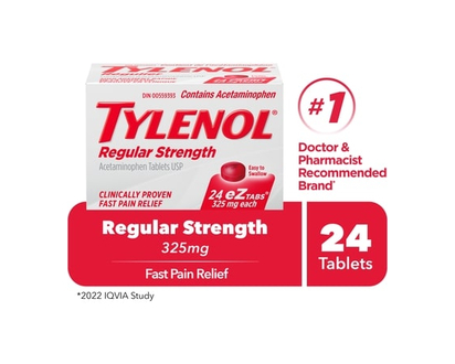 Tylenol 325 Mg Tablets, Regular Strength - 24.0 EA