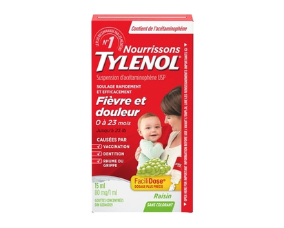 Tylenol Infants' Medicine, Fever & Pain Drops, Dye Free Grape - 15 ML