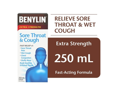 Benylin Sore Throat & Cough Syrup Extra Strength - 250.0 ML