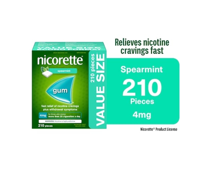 Nicorette Gum, Nicotine 4mg, Spearmint - 210.0 EA