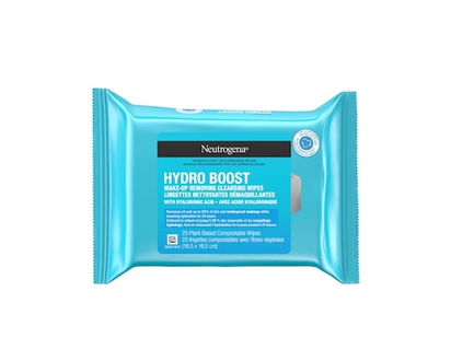 Neutrogena Hydro Boost Facial Cleansing Make-up Removing Wipes with Hyaluronic Acid, Plant Based and Compostable - 25.0 EA