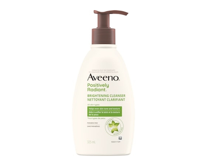 Aveeno Positively Radiant Brightening Cleanser - Soy Extract Face Cleanser, Remove Oil, Smooth Skin Tone - 325.0 ML