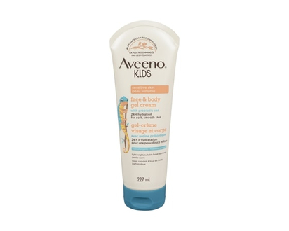 Aveeno Kids Face Body Gel Cream, Prebiotic Oat Moisturizer, Hypoallergenic Lotion, Sensitive Skin Body Cream - 227.0 ML