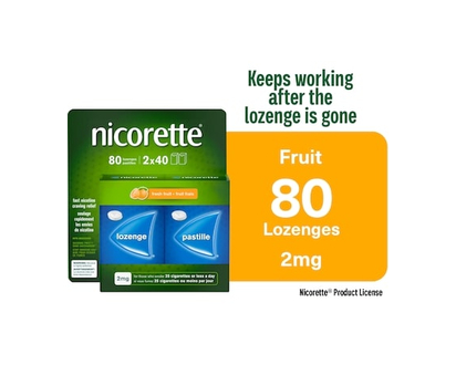 Nicorette Nicotine Lozenges, 2 mg, Fresh Fruit - 80 LOZ