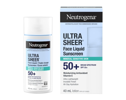 Neutrogena Ultra Sheer Face Liquid Mineral Sunscreen for Sensitive Skin, SPF 50+ - 40 ML