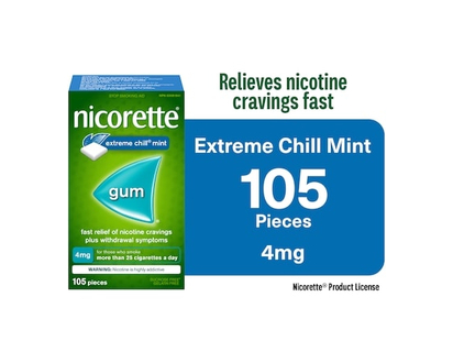 Nicorette Nicotine Gum, 4 mg, Extreme Chill Mint - 105.0 EA