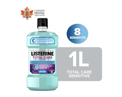 Listerine Total Care for Sensitive Teeth Antiseptic Mouthwash, Clean Mint - 1.0 L
