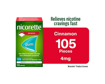 Nicorette Nicotine Gum, 4 mg, Cinnamon - 105.0 EA