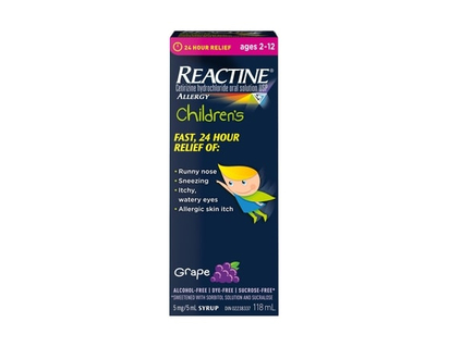 Reactine Children's Liquid Allergy Medicine, Grape Flavour, 5mg - 118.0 ML