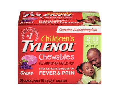 Tylenol Children's Medicine, Fever & Pain, Chewable Tablets, Grape - 20 TAB