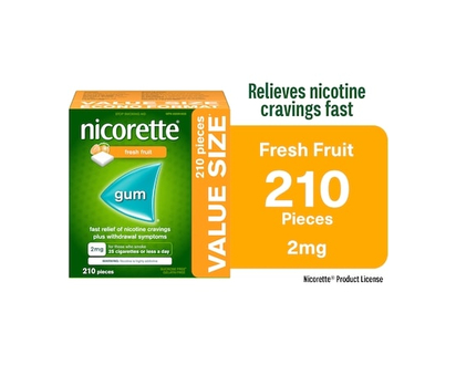 Nicorette Nicotine Gum, 2 mg, Fresh Fruit - 210.0 EA