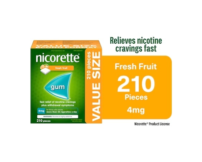 Nicorette Nicotine Gum, 4mg, Fresh Fruit - 210.0 EA