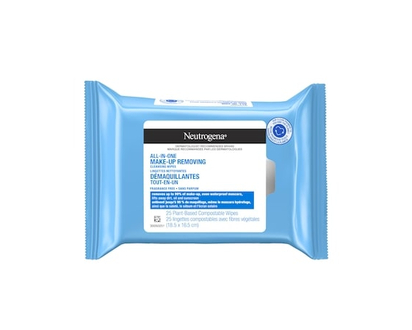 Neutrogena All In one Makeup Remover Fragrance Free Facial Cleansing Wipes, Plant Based and Compostable - 25.0 EA