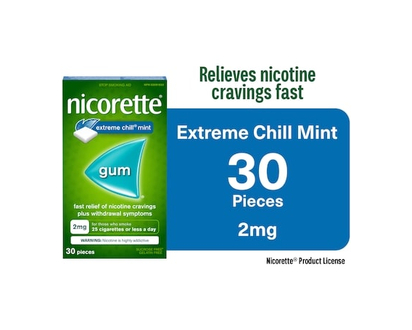 Nicorette Nicotine Gum, 2 mg, Extreme Chill - 30.0 EA