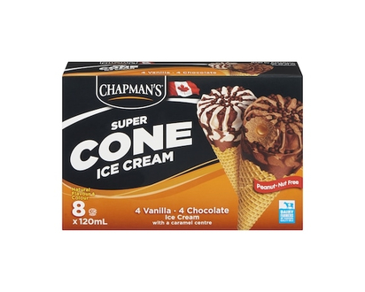 Chapman’s Super Cornet crème glacée chocolate et vanille avec centre caramel - 120.0 ML