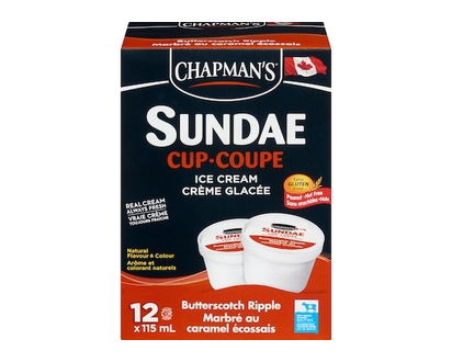 Butterscotch Ripple Ice Cream Sundae Cup - 12.0 EA
