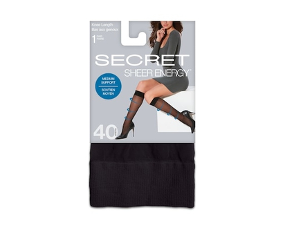 Secret Collection SECRET SHEER ENERGY® Bas aux genoux de soutien moyen avec pied sandale - 1 Paire - 40 Deniers - 1 CHA