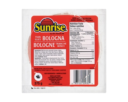 Sunrise Thin Sliced Bologna - 375.0 G
