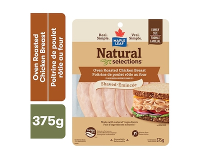 Maple Leaf Natural Selections Shaved Deli Chicken Breast, Oven Roasted, Family Size - 375.0 G