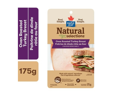 Maple Leaf Natural Selections Sliced Deli Turkey Breast, Oven Roasted - 175.0 G