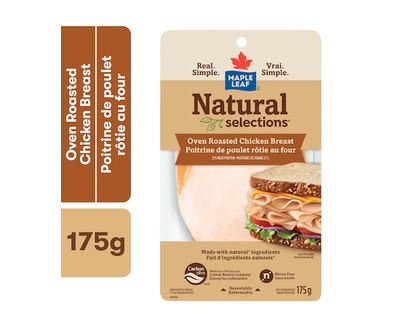 Maple Leaf Natural Selections Sliced Deli Chicken Breast, Oven Roasted - 175.0 G
