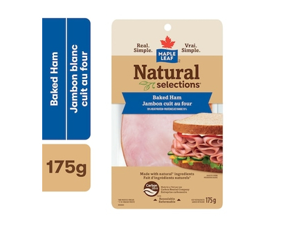 Maple Leaf Natural Selections Sliced Deli Ham, Baked - 175.0 G
