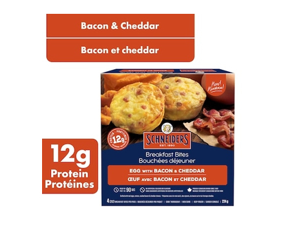 Schneiders Bouchées déjeuner aux œufs avec bacon et cheddar, 4 par paquet - 224.0 G