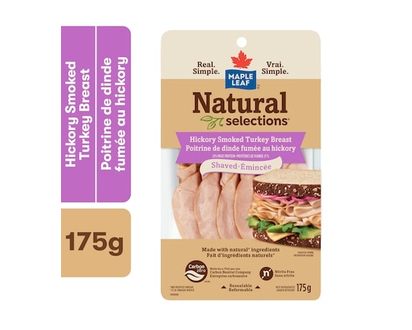 Maple Leaf Natural Selections Shaved Deli Turkey Breast, Hickory Smoked - 175.0 G