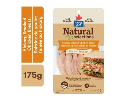 Maple Leaf Natural Selections Shaved Deli Chicken Breast, Hickory Smoked - 175.0 G