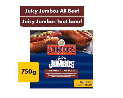 Schneiders Juicy Jumbos All Beef Hot Dogs Family Pack - 750.0 G
