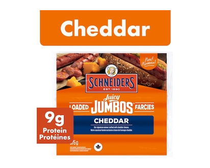 Schneiders Juicy Jumbos Loaded Cheddar Hot Dogs - 375.0 G
