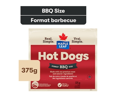 Maple Leaf BBQ Format Gluten Free Wieners - 375.0 G