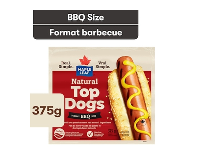 Maple Leaf Natural Top Dogs BBQ Hot Dogs - 375.0 G