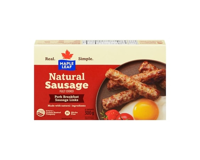 Maple Leaf Natural Pork Breakfast Sausage, Fully Cooked - 300.0 G