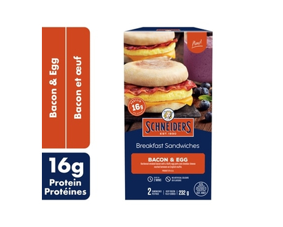 Schneiders Bacon & Egg Breakfast Sandwiches, 2 per pack - 232.0 G