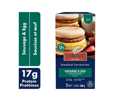 Schneiders Sandwichs déjeuner Saucisse et œuf, 2 par paquet - 288.0 G
