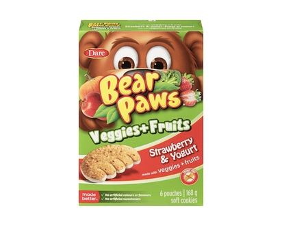 Dare Bear Paws Veggies + Fruits Strawberry & Yogourt Cookies - 168.0 G